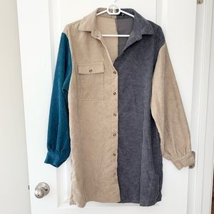 Nasty Gal Corduroy Colorblock Shirt Dress